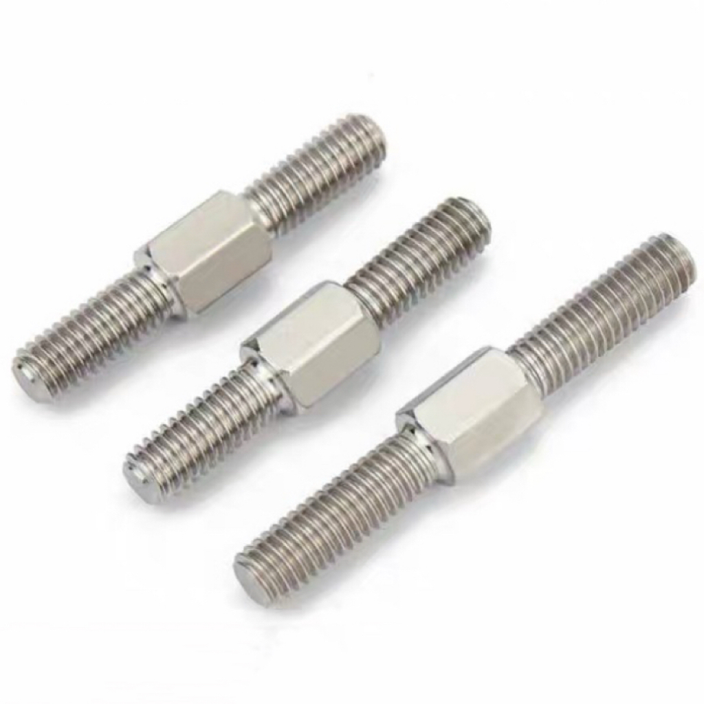 六角双头螺杆1 Custom Stainless Steel Double End Threaded Stud Bolt Reverse Thread Hex Stud for Machinery Hex Body Bolt - 图片 1