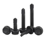 Hex Washer Head Self Drilling Screws Black Zinc Plated Tek Screws for Metal Roofing Construction