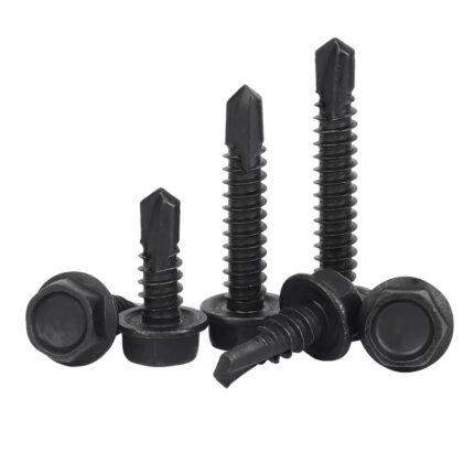 Hex Washer Head Self Drilling Screws Black Zinc Plated Tek Screws for Metal Roofing Construction