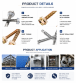 Hex Washer Head Self Drilling Screws Black Zinc Plated Tek Screws for Metal Roofing Construction - 图片 6