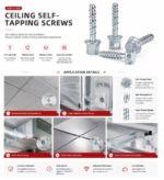 High Strength Carbon Steel Ceiling Self Cutting Anchor Screw Rod Hanger Bolt for Concrete Slab Suspended Ceiling Light Fixture Mounting Fastener - 图片 5