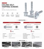 High Strength Carbon Steel Ceiling Self Cutting Anchor Screw Rod Hanger Bolt for Concrete Slab Suspended Ceiling Light Fixture Mounting Fastener - 图片 6