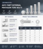 304 Stainless Steel Anti-Theft Security Bolt External Five-Lobe Tamper Resistant Screw for High Security Fastening - 图片 5
