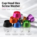 Color Cup Head Washer Countersunk Spacer Alloy Screw Gasket Decorative Washer for Motorcycle Auto Modification Fastener Parts - 图片 4