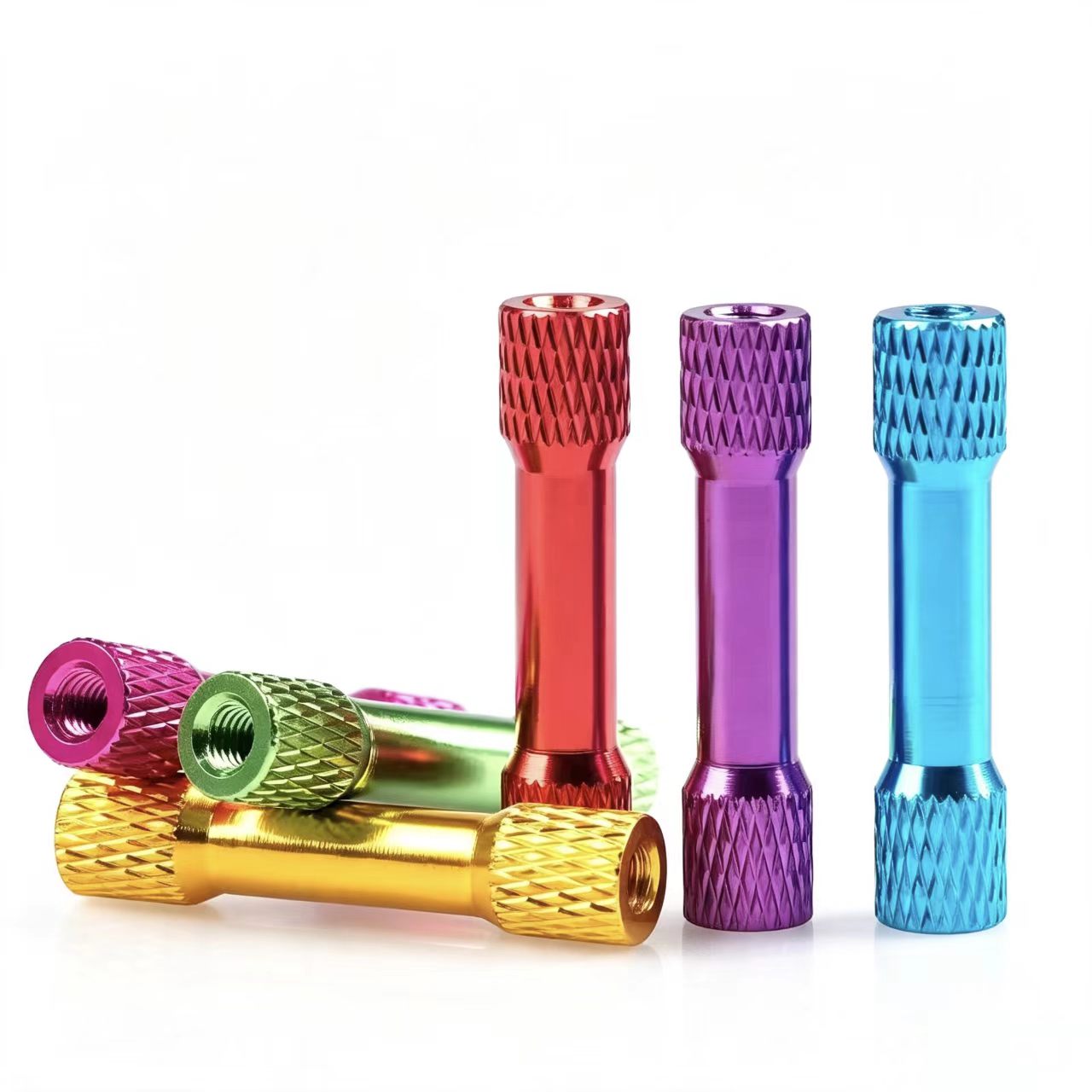双头滚花拉杆 (2) 7075 Aluminum Alloy M3 Knurled Standoff Double Female Thread Spacer Column for FPV Drone Frame RC Model Aircraft - 图片 1