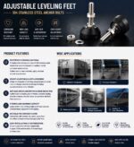 Conical Rubber Bumper Stop Bolt, Threaded Rubber Vibration Isolator, Rubber Shock Buffer Mount with Stainless Steel Screw & Nut - 图片 7