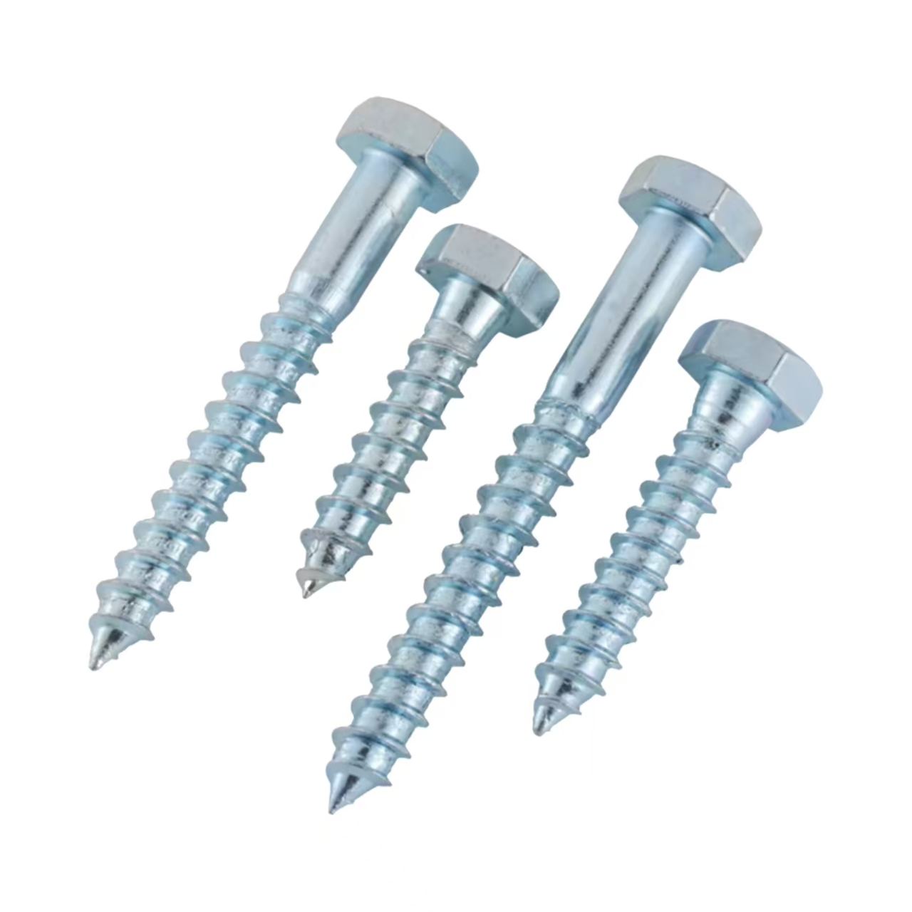 外六角自攻螺丝 (2) Zinc Plated Carbon Steel Hex Lag Wood Screw, Heavy Duty Coach Screw for Wood Construction Timber Fastening - 图片 1