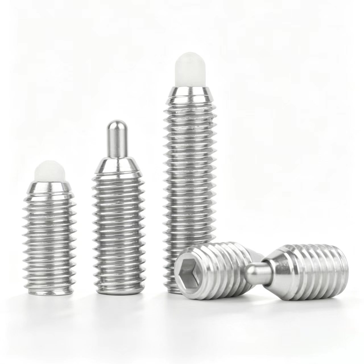 弹簧柱塞 (5) 304 Stainless Steel Spring Plunger Hex Socket Ball Point Set Screw Positioning Indexing Plunger for Machine Equipment - 图片 1