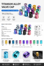 TC4 Titanium Bicycle Valve Caps CNC Lightweight Road Bike Tire Valve Stem Caps Dustproof Corrosion Resistant PVD Color - 图片 5
