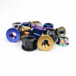 TC4 Titanium Alloy Flange /Sprocket Nuts M5-M20 CNC Hex Nuts High Strength Fasteners for Electric Motorcycle Modification