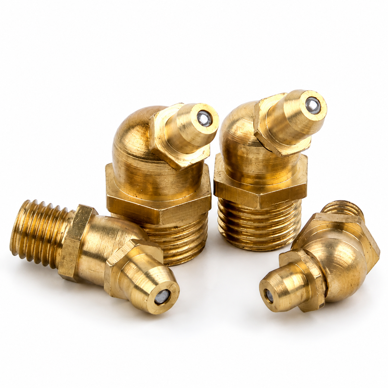 铜油嘴2 Industrial Brass Grease Fittings Oil Cup Grease Gun Nozzle for Excavator Truck Machinery Lubrication System Grease Gun Nozzle - 图片 1